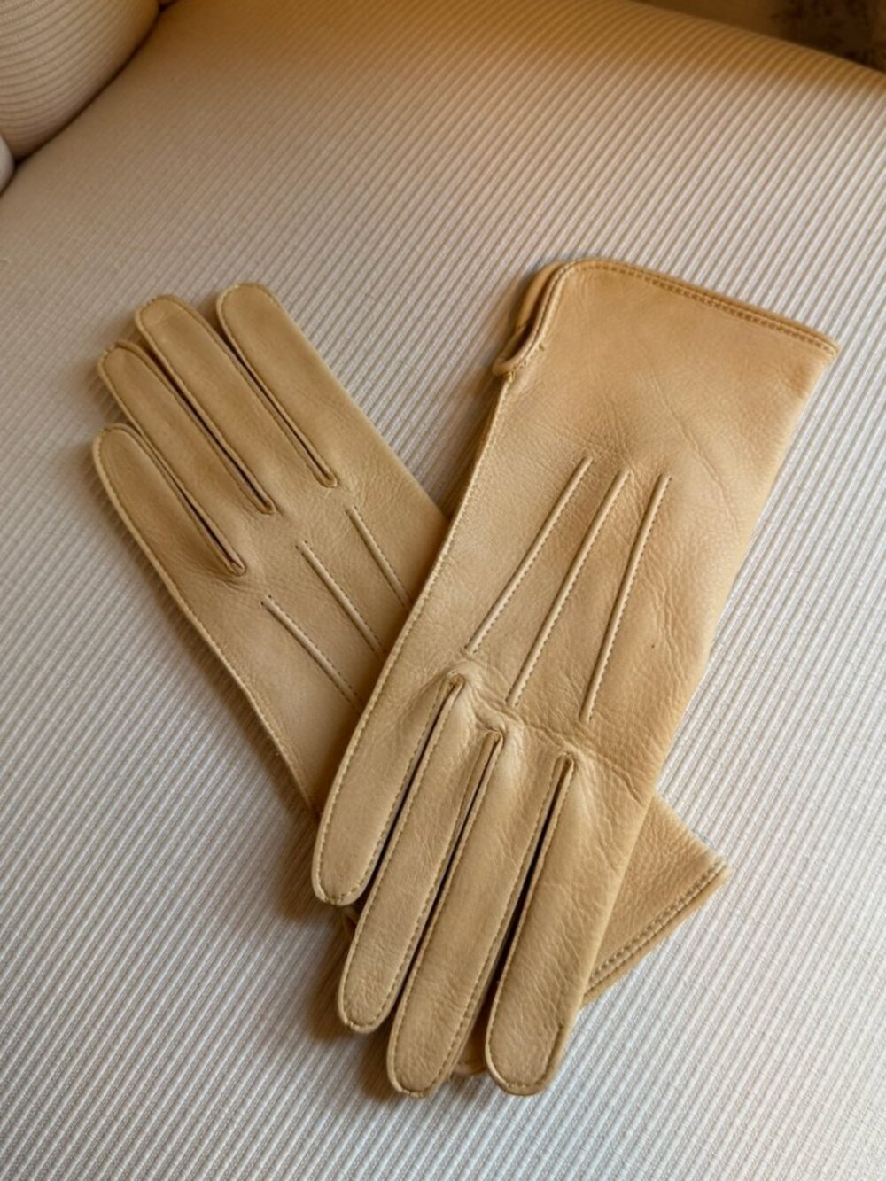 Vintage Table-Cut Genuine Deerskin Leather Gloves - Size 6.5 Premium Luxury